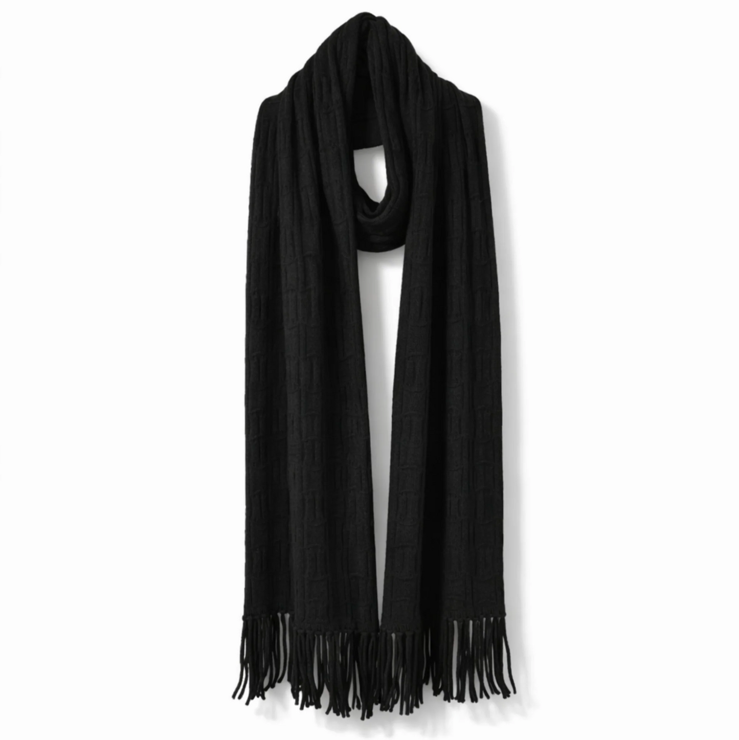 Adele Cable Knit Scarf - Black