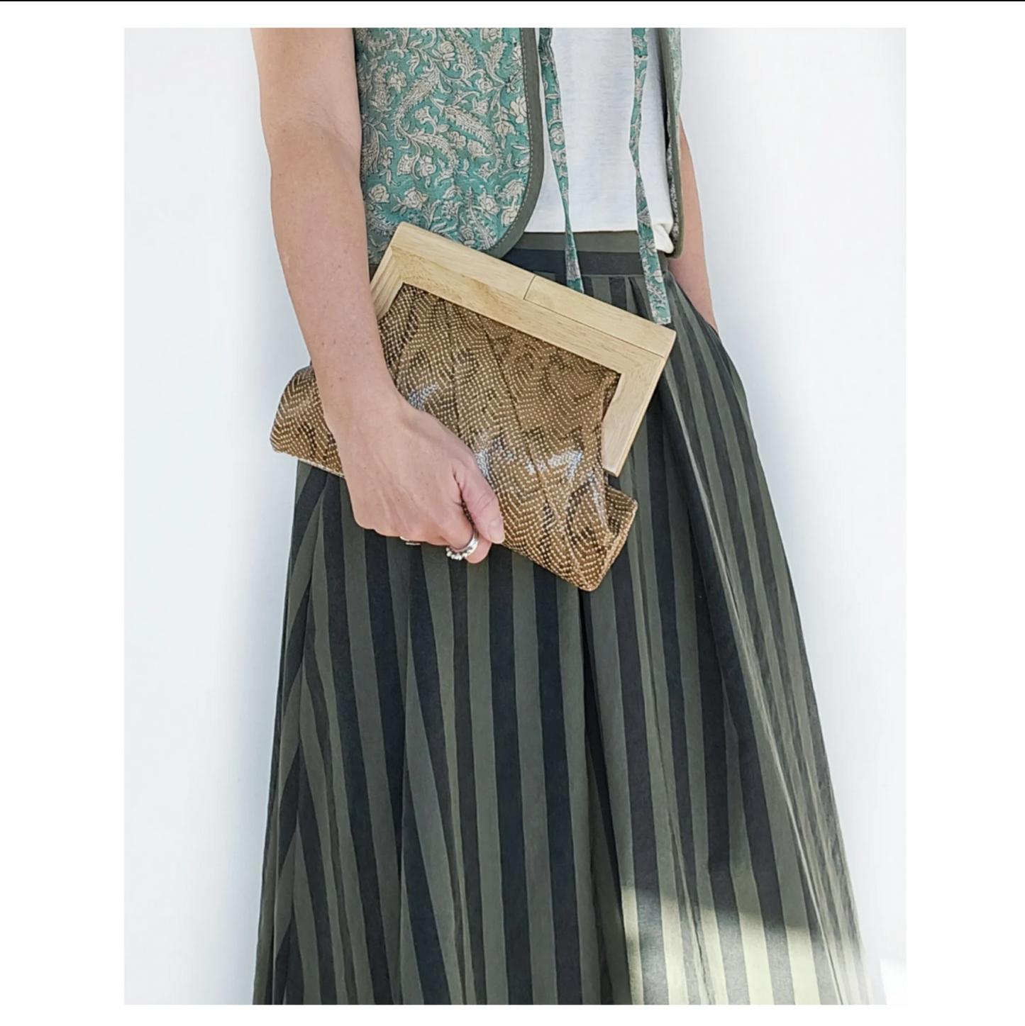 Snake Leather & Timber Clutch