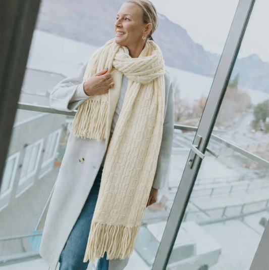 Adele Cable Knit Scarf - Cream