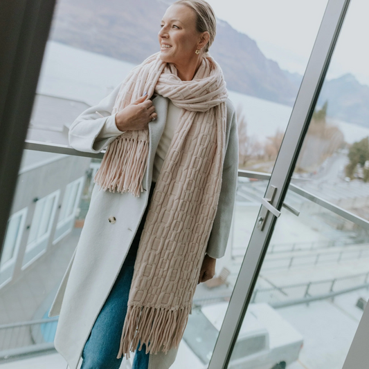 Adele Cable Knit Scarf - Blush